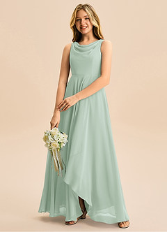 Azazie Mannie Junior Linia A Pofałdowany Szyfon Asymetryczny Młodsza druhna Sukienka image5