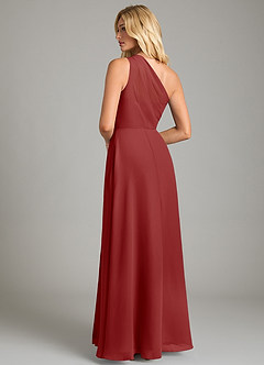 Azazie Phaedra Bridesmaid Dresses Rust A-Line One Shoulder Chiffon Dress image10