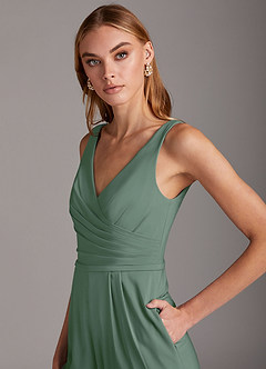 Azazie Ida Venta Final Eucalipto de Chifón elástico de Mono con Plisado image8