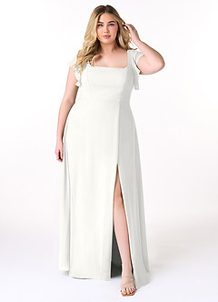 Azazie Bondi Bridesmaid Dresses White A-Line Ruffled Chiffon Dress image7