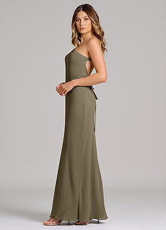 Azazie Monroe Suknie dla druhen Osłona Jedno ramię Szyfon Do ziemi Sukienka image5