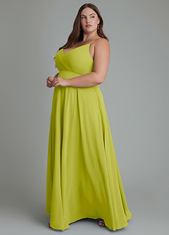 Azazie Amani Brautjungfernkleider A-Linie Plissee Chiffon Kleid Zitronengras image11