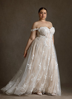 Azazie Florentina Vestidos de novia Vestido Blanco Diamante Champán de Tul de Línea A con Corazón Lentejuelas image11