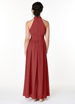 Azazie Iman Junior Rust A-Line Pleated Chiffon Dress image2