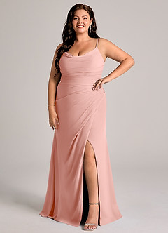 Azazie Deandra Bridesmaid Dresses Rosette Mermaid Pleated Chiffon Dress image9