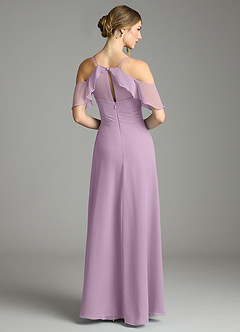 Azazie Dakota Bridesmaid Dresses Wisteria A-Line V-Neck Pleated Chiffon Dress image2