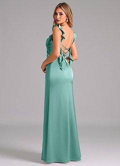 Azazie Jessamine Brautjungfernkleider A-Linie Korsett Stretch-Satin Kleid Aqua image2