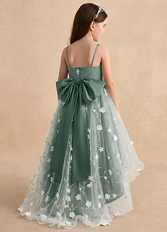 Azazie Celia Flower Girl Dresses Eucalyptus A-Line Spaghetti Strap Tulle Dress image2