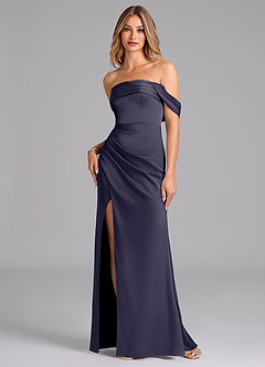 Azazie Lisbeth Bridesmaid Dresses Stormy Mermaid Off the Shoulder Stretch Satin Convertible Dress image1