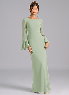 Azazie Leone Bridesmaid Dresses Dusty Sage Mermaid Corset Chiffon Dress image4