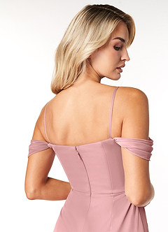 Azazie Tessa Robes de demoiselle d'honneur Robe Fourreau Convertible en Maille Schulterfreier Schatz Rose Poussiéreuse image7
