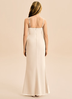 Azazie Buzzy Junior Robe Fourreau en Mousseline de soie Plissée Albâtre Blanc image5