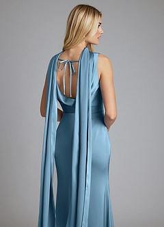 Azazie Tallie Suknie dla druhen Syrena Pofałdowany Satyna elastyczna Do ziemi Sukienka image3