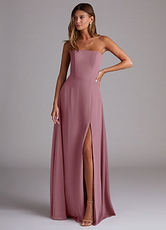 Azazie Wren Bridesmaid Dresses Vintage Mauve A-Line Side Slit Chiffon Convertible Dress image1