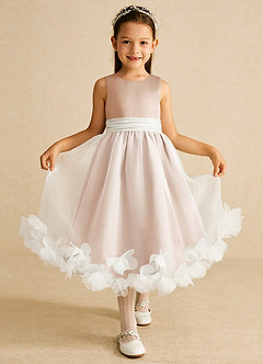 Azazie Stardust Flower Girl Dresses English Rose A-Line Sleeveless Organza Dress image1