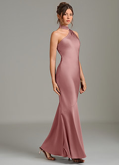 Azazie Jalissa Bridesmaid Dresses Dusty Rose Mermaid One Shoulder Stretch Satin Dress image4