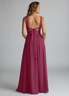 Azazie Aziza Bridesmaid Dresses Mulberry A-Line V-Neck Pleated Chiffon Dress image4