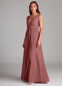Azazie Tanicia Brautjungfernkleider A-Linie Plissee Chiffon Kleid Amethyst image2