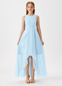 Azazie Lizette Junior Sky Blue A-Line Pleated Chiffon Dress image3