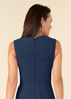 Azazie Theron Mother of the Bride Dresses Dark Navy A-Line V-Neck Pleated Chiffon Dress image5