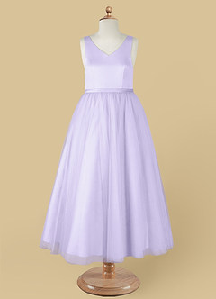 Azazie Marybell Flower Girl Dresses Lilac A-Line Bow Tulle Dress image9