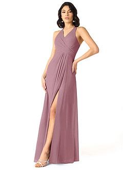 Azazie Danica Bridesmaid Dresses Vintage Mauve A-Line Pleated Chiffon Dress image3