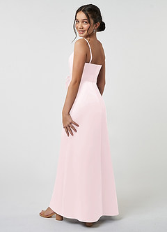 Azazie Anina Vestido de Rosa Rubor de Satin Mate de Acampanado con Lazo image6