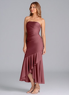 Azazie Danie Brautjungfernkleider Etui Schulterfrei Chiffon Kleid Wüstenrose image4
