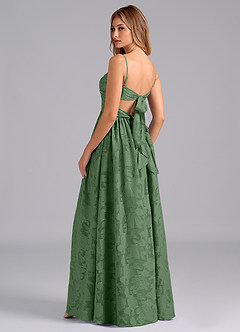 Azazie Zeya Bridesmaid Dresses Eucalyptus A-Line Bow Floral Burnout Dress image1