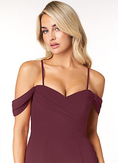 Azazie Joretta Final Sale Cabernet A-Line Off the Shoulder Chiffon Convertible Dress image6