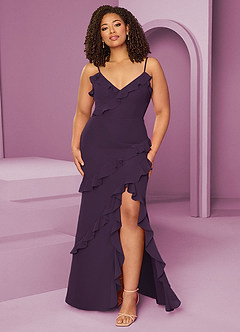 Barbie ♥ Azazie Bridesmaid Dresses Plum Sheath Chiffon Dress image1
