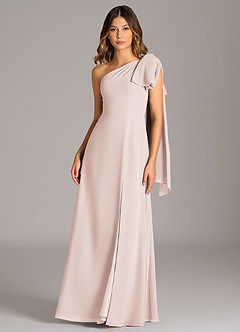Azazie Tella Bridesmaid Dresses Rose Petal A-Line One Shoulder Chiffon Dress image2