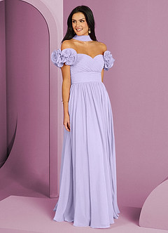 Barbie ♥ Azazie Robes de demoiselle d'honneur Robe Trapèze Convertible en Mousseline de soie Épaule décolletée Lilas image3