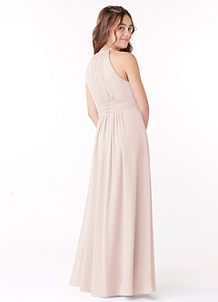 Azazie Bonnie Junior Rose Petal A-Line Pleated Chiffon Dress image3