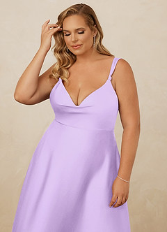 Christian Siriano Bridal for Azazie 1001 Brautjungfernkleider A-Linie Herzausschnitt Stretch-Satin Kleid Flieder image16