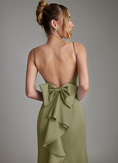 Azazie Zherra Robes de demoiselle d'honneur Robe Sirène en Satin extensible Nœud Pistache image7