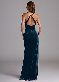 Azazie Becca Robes de demoiselle d'honneur Robe Fourreau en velours Topaze Bleue image6