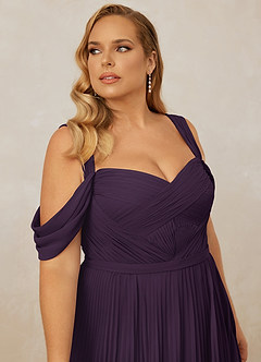 Christian Siriano Bridal for Azazie 1013 Bridesmaid Dresses Plum A-Line Off the Shoulder Chiffon Dress image14