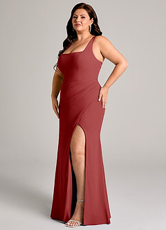 Azazie Mero 신부 들러리 드레스 쉬스 주름진 쉬폰 바닥 길이 드레스 image12