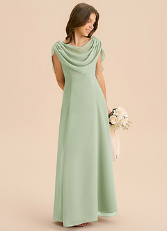 Azazie Lambie Junior Dusty Sage A-Line Pleated Chiffon Dress image5