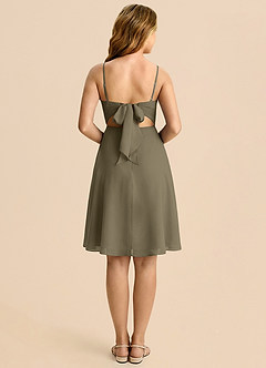 Azazie Shale Vestido Salgueiro Verde de Chiffon de Linha A com Arco image2