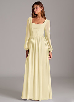 Azazie Maree Bridesmaid Dresses Lemon Sorbet A-Line Corset Chiffon Dress image1