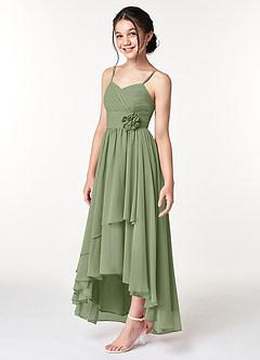 Azazie Catalina Junior Pistachio A-Line Ruched Chiffon Dress image3