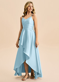 Azazie Eirlys Junior Klä av A-Line i Stretch Satin Plisserad image5