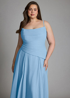 Azazie Gabriela Bridesmaid Dresses Powder Blue A-Line Corset Chiffon Dress image23