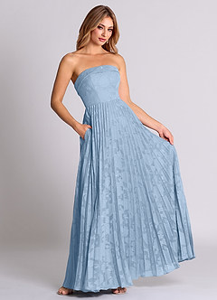 Azazie Mariana Bridesmaid Dresses Powder Blue A-Line Strapless Floral Burnout Convertible Dress image3