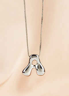 front Bubble Letter Pendant Necklace