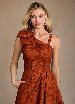 Azazie Easton Mother of the Bride Dresses Paprika Ball-Gown One Shoulder Floral Burnout Dress image4