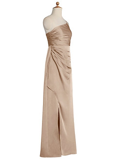 Azazie Eren Junior Vestido de Gris Pardo de Satén Elástico de Recto con Plisado image6