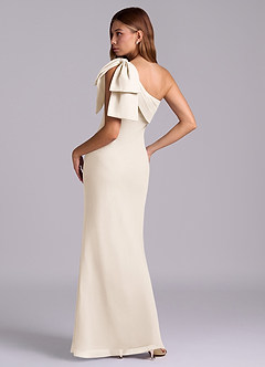 Azazie Yuanna Bridesmaid Dresses White Alabaster Mermaid One Shoulder Chiffon Dress image6